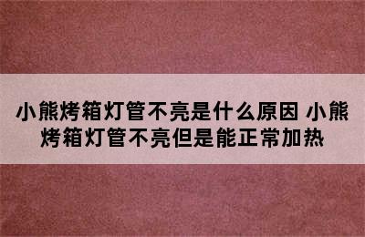 小熊烤箱灯管不亮是什么原因 小熊烤箱灯管不亮但是能正常加热